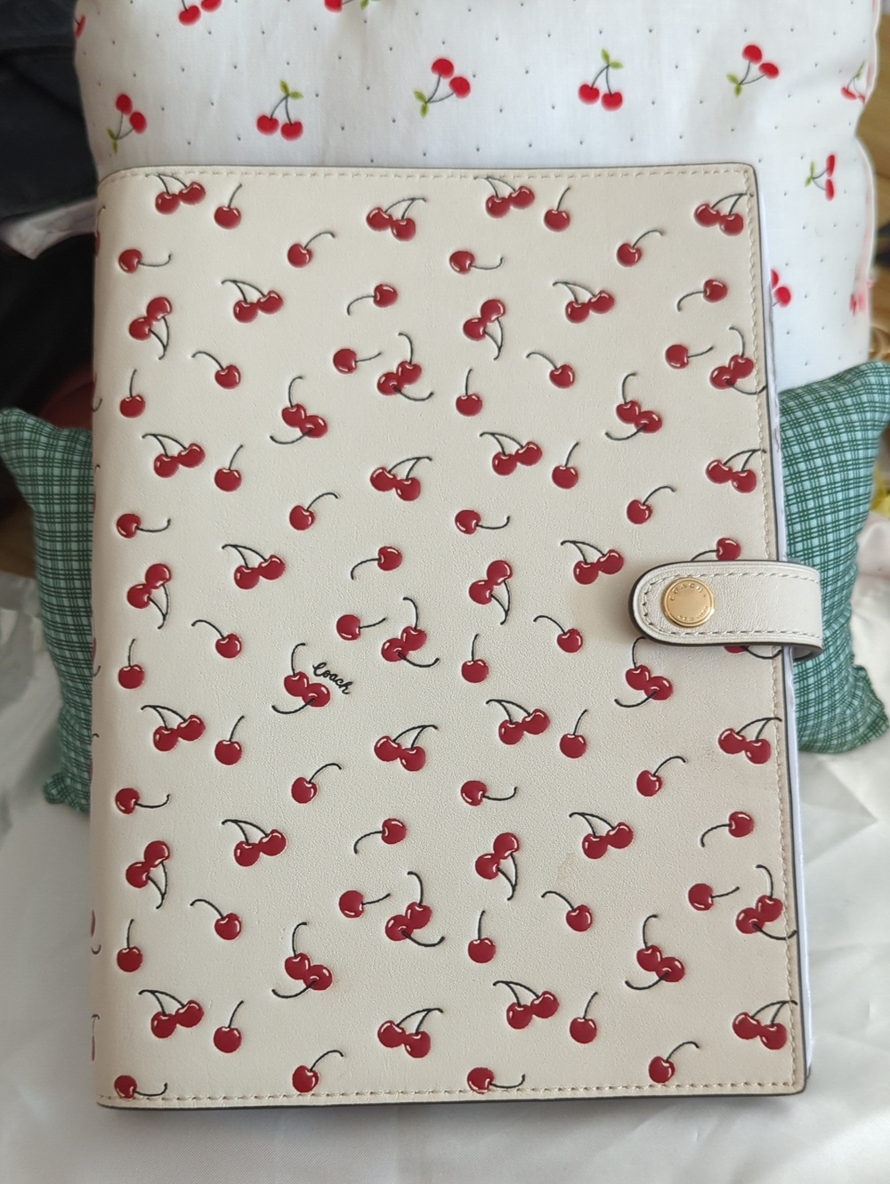 Coach Cherry Embossed Leather Notebook (refillable)